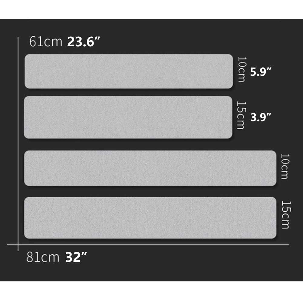 15 strisce antiscivolo per scale, nastro adesivo trasparente, autoadesivo, con rullo, sicurezza per bambini e adulti, 81,3 x 15 cm