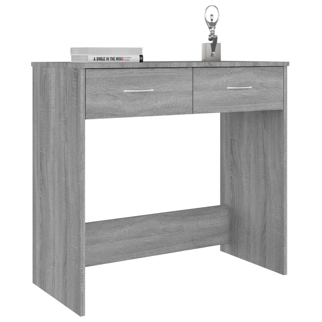 Schreibtisch 80x40x75 cm, grau Sonoma, 2 Schubladen, Kleiner Computertisch Gaming-PC-Tisch für Home Office, Jugend- & Arbeitszimmer