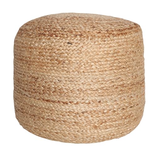 Lastdeco - Puff Salón Thiesi | Fabricado en Yute y Poliéster - Color Natural | Medidas 51 x 41 x 51 cm