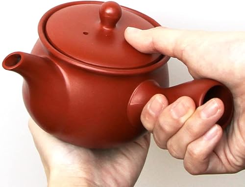 Miniatura 2 de Kyusu - Tetera roja Tokoname yaki  Fabricado en Japón -11.5 fl oz11.4fl oz de capacidad  Japanese Tea KIMIKURA (filtro de malla fina incorporado)