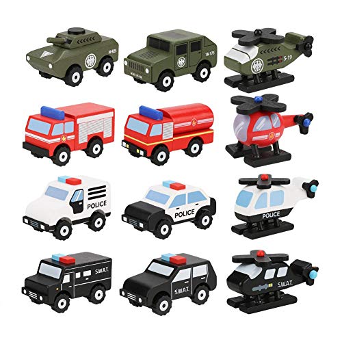 Meiyya Wooden Baby Kid Cartoon Toy Car Early Learning Traffic 12Pcs/Set (#3)