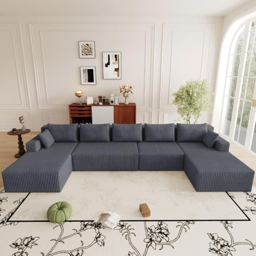 Image of 160 inch Modular Sectional Sleeper Sofa, Boneless Cloud Couch for Living Room, U Shaped 3 Seat Sofa with Deep Seat, Free Combination, Couch in a Box, No Assembly Required (Dark Grey)