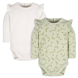 Gerber baby-girls 2-pack Long Ruffle Sleeve Onesies