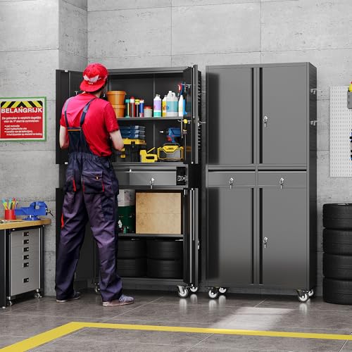 Image of Aobabo Metal Garage Storage Cabinet, 71 inchx30 inch Lockable Rolling Tool Cabinet
