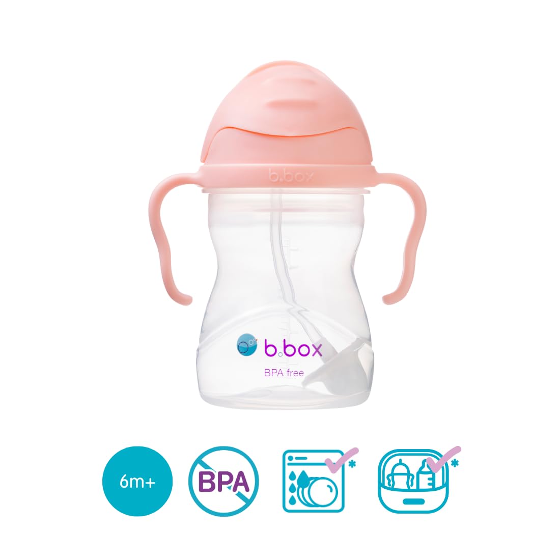 b.box Sippy Straw Cup Pack of 2 with Free Replacement Straw and Cleaner, Tutti Frutti + Raspberry, standard - Image 4