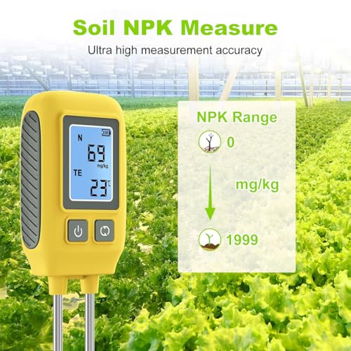 Image of HASTHIP 4-in-1 Soil Tester, Nitrogen Phosphorus Potassium & Temperature Meter, Pin LCD Soil Tester for Nitrogen /Phosphorus /Potassium, Dual Probe NPK Nutrient Analyzer for Garden (No Battery Included)