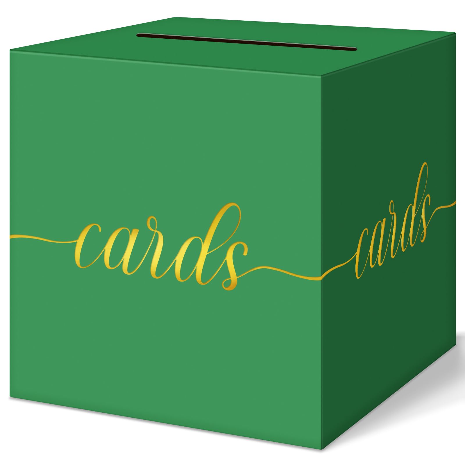 Elegant Green Graduation Card Box, Gold Foil Gift Card Box for Party
