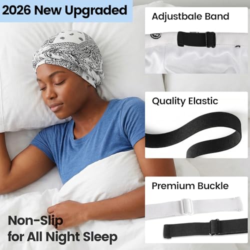Image of Ababalaya Upgraded Satin Lined Halo Turban Durag for Men &Women Sleeping Bonnet PRE-Tied Headwraps for Hair Loss