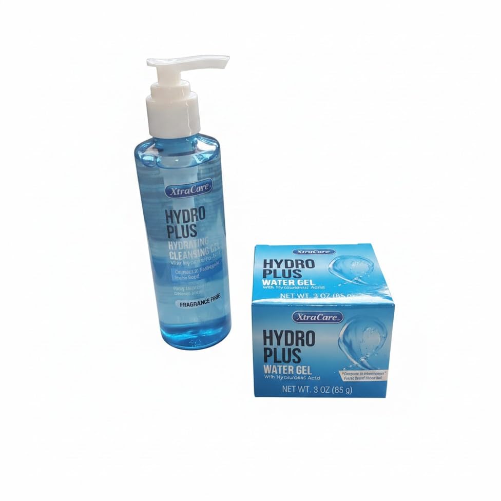 Hydro Plus Hydrating Cleansing Gel and Water Gel with Hyaluronic Acid, Fragrance Free, 3 oz