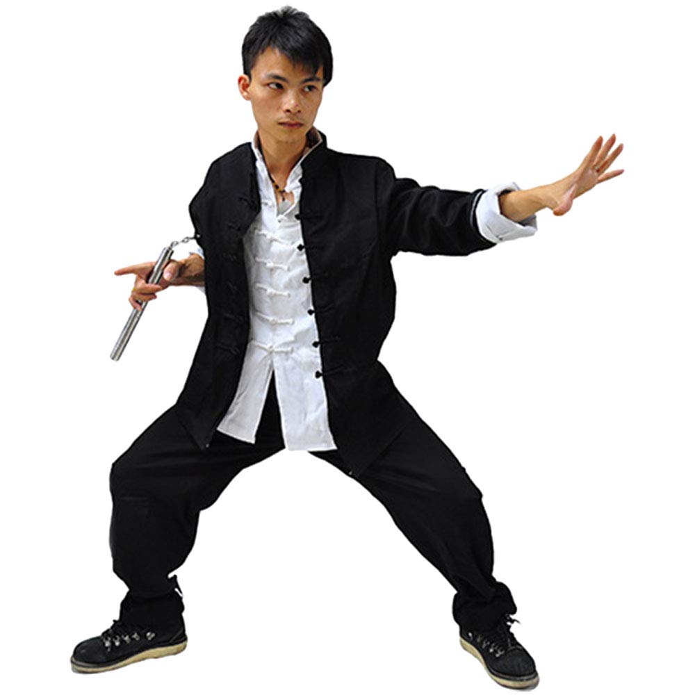 G-LIKE Herren Classic Kung Fu Kampfsportuniform 3er-Set Baumwolle Schwarz