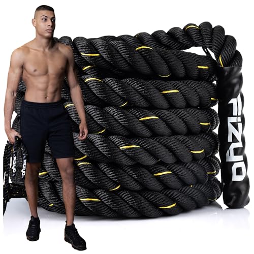 Fizyo Cuerda de batalla de 9 m - Cuerda de Entrenamiento con Puntas Recubiertas para Entrenamiento de Fuerza, Resistencia y Coordinación, Cuerda de Volante de Impacto Profesional para Ejercicio, para