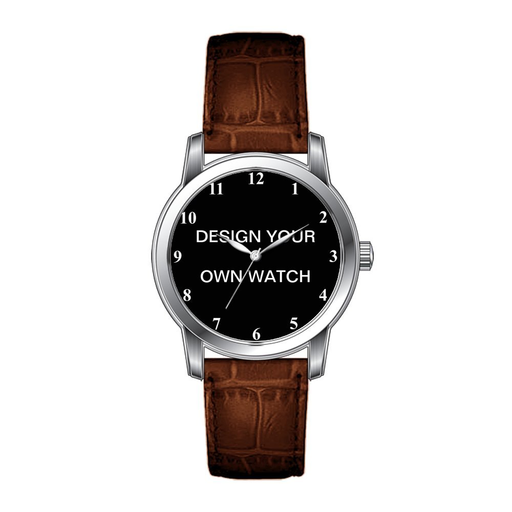 JLS Creative Watches Men's Vintage Design Leather Brown Band Wrist Watch Design Your own Watch face