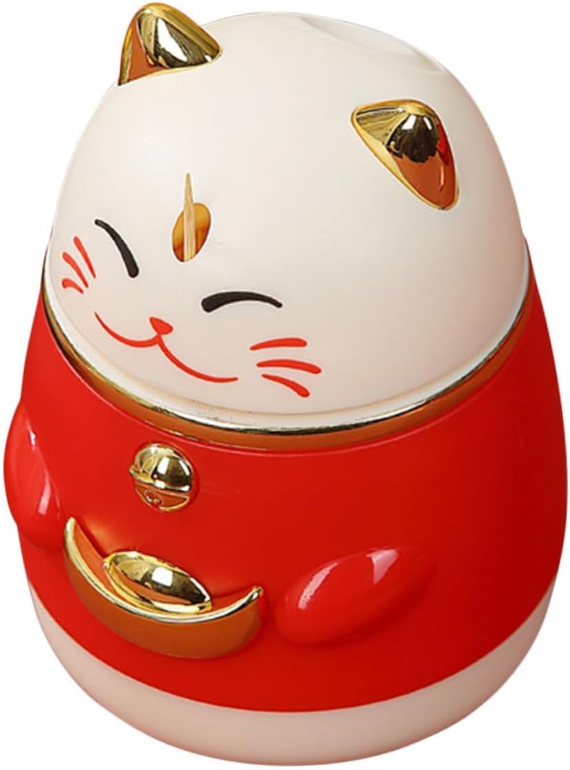 ULTECHNOVO Fortune Cat Toothpick Dispenser Plastic Japanese Style Toothpick Box Decorative Kitchen Organizer Cute Desktop for Home and Dining