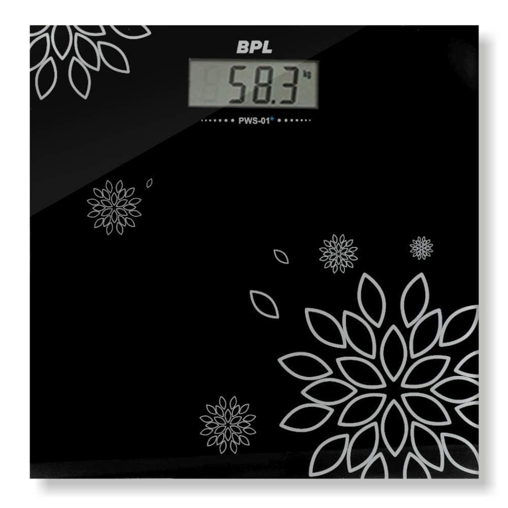 BPL Medical Technologies PWS-01+ Personal Weighing Scale for Highly Accurate Digital Bathroom Body Scale, Precisely Measures Weight Up to 180Kg - Black