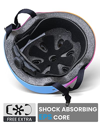 Outdoormaster Youth & Kids Bike Helmet - Adjustable Multi-Sports Skateboard Helmet With Removable Liners For Balance Bike, Toddler Scooter, One Wheel Hoverboard - Pink Shades - M #TOP3