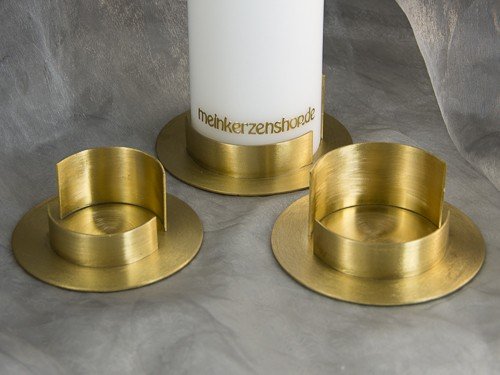 Kerzenteller Kerzenständer Kerzenhalter für Hochzeitskerze Taufkerze gold 16624, Größe:5 cm innen Cover