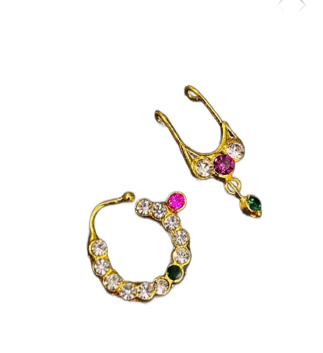 Style Heavens Womens Bharathanatyam Nose pin ring or Nathu Bulak for Bharatanatyam & Kuchipudi | Elegant Traditional Nose Ring Jewelry for Dancers and womens. 296.-image-32