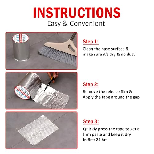 Image of Prime Pick Adhesive Butyl Tape Waterproof Aluminum Seal Tape Permanent Rubber Leak Repair Tape for Roof Crack Window Boat Sealing Home Renovation Aluminum 10cm x 5m Pack of 1