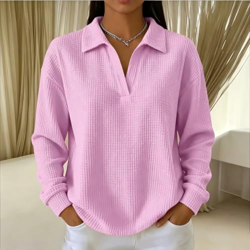 Womens Long Sleeve T Shirts Waffle Knit Basic Fit Tunic Going Out Top - image 2