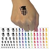 Cartoon Hand Grenade Temporary Tattoo Water Resistant Fake Body Art Set Collection - Black (One Sheet)