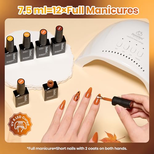 Image of Beetles Brown Gel Polish Set - Maillard Season Collection, 6 Colors Brown Orange Yellow Fall Colors Polish Kit, Soak off Uv Led Lamp Needed Manicure DIY Home