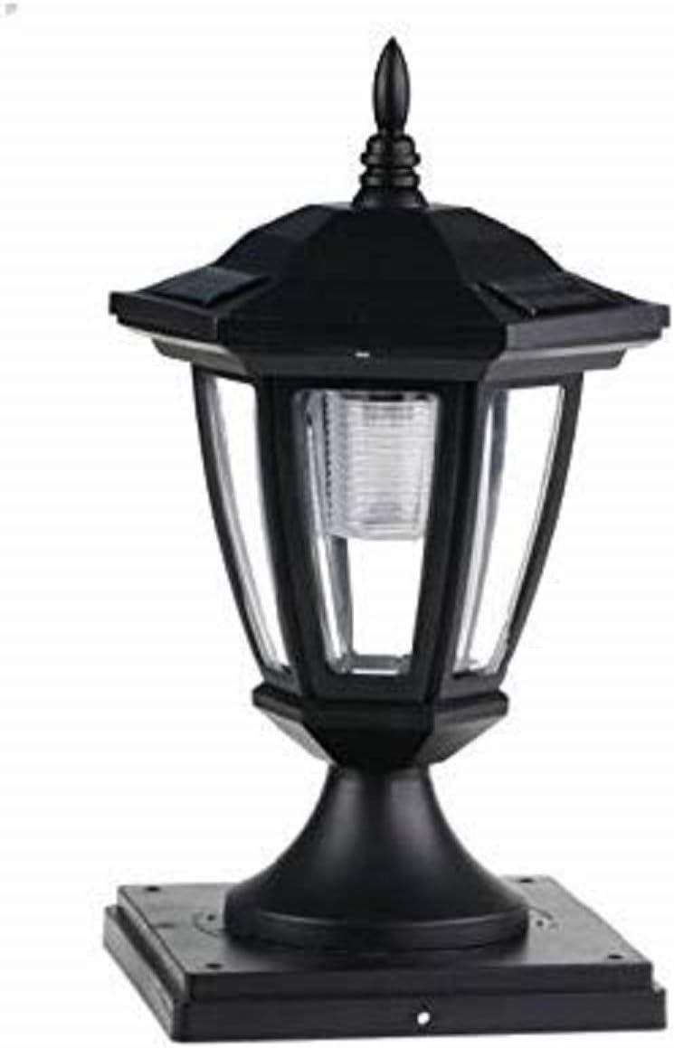 Super Big Clearance! Ntertainment House 6-Pk Black Solar Hexagon Light with 6 Ultra Bright SMD LEDs for Fence Post Cap with 6inch x 6inch Base Adapter for 6x6 Posts