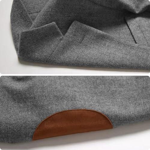 Mens Blazer Vintage Herringbone Tweed Jackets Two Button Sport Coat with Pocket Square with Elbow Patches4