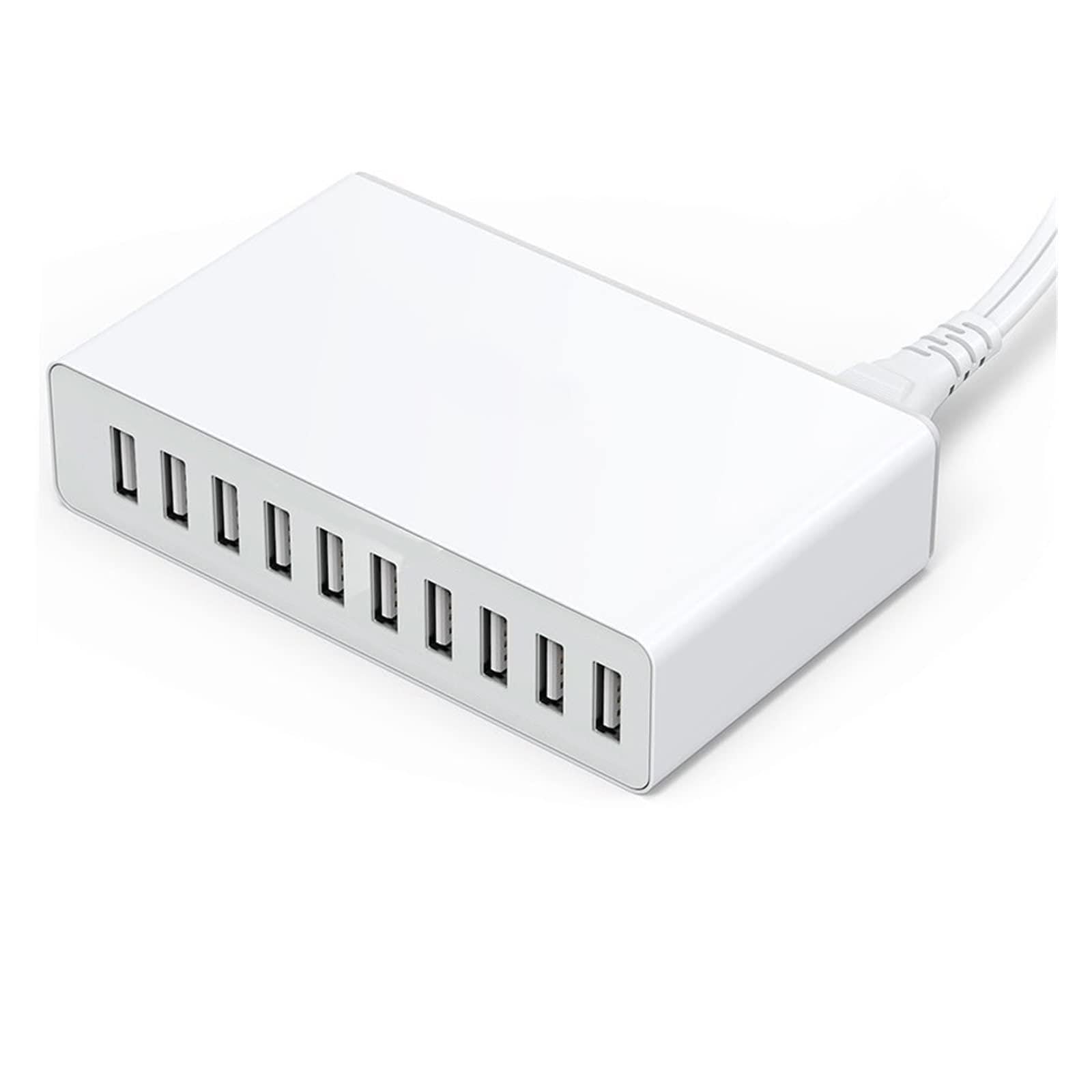 EDEDE Chargeur USB, Chargeur Multi USB 50W Station de Chargeur 10 Ports Appareil Port Multile Charge Rapide 5V 10A Compatible avec Téléphone, Tablette et Téléphone Portable(10 USB Charger White)