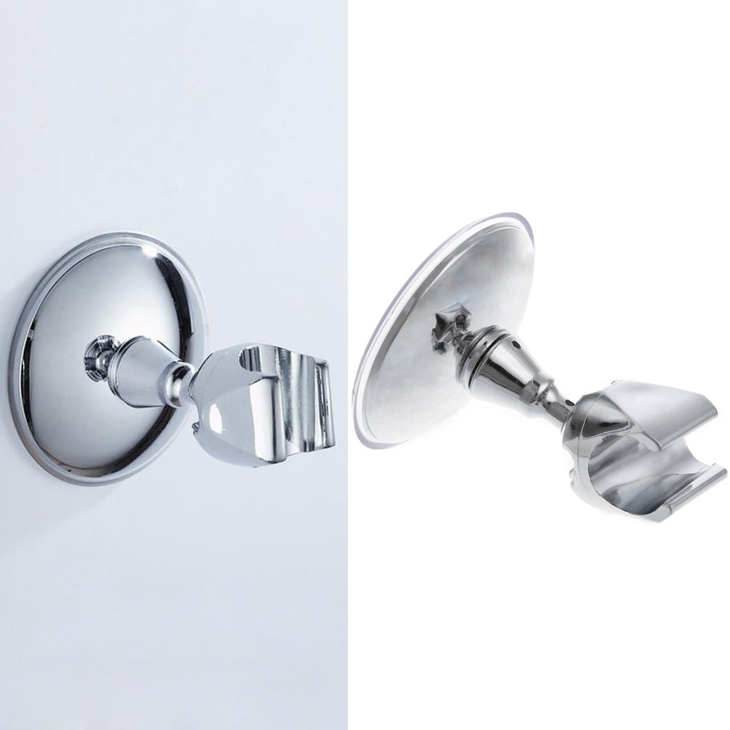 Shenxay Silver Adjustable Shower Head Holder Bracket 360° Swivel Stand With Strong Suction Cup