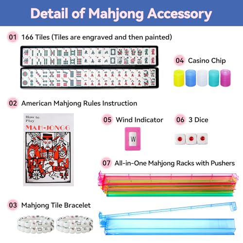 Juego de Mahjong Americano con Bolsa y 166 Fichas miniatura 4
