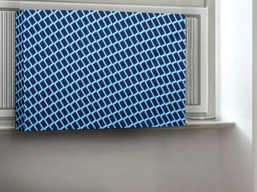 Image of Stylista window ac cover suitable for O-General 1.5 Ton AXGB18CHAA-B, Check Blue Color Elastic fit Cover for front and rear Of Window Ac