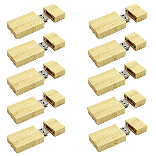 Clé USB 3.0 Clé USB 16 Go en Bois de Bambou Véritable Finition Soignée A Plus Lot de 10