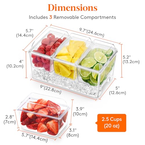 Image of Lifewit Condiment Caddy, Garnish Serving Tray Platter for Mimosa Bar Accessories (without Accessories, 3 Containers)