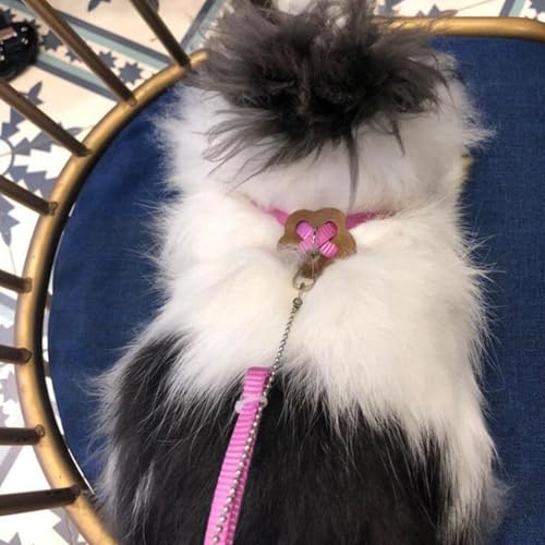 Image of 2 Pack Adjustable Hamster Leash Harness for Harness for Ferret Baby Rabbit Hamster Rat Mouse Leash Lead with Bell (Pink