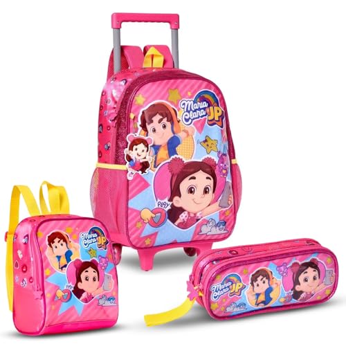 Kit Mochila De Rodinhas Estojo E Lancheira Maria Clara E JP