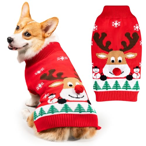 FWLWTWSS Hundepullover Weihnachten, Elch Winter Warmer Hundepulli...