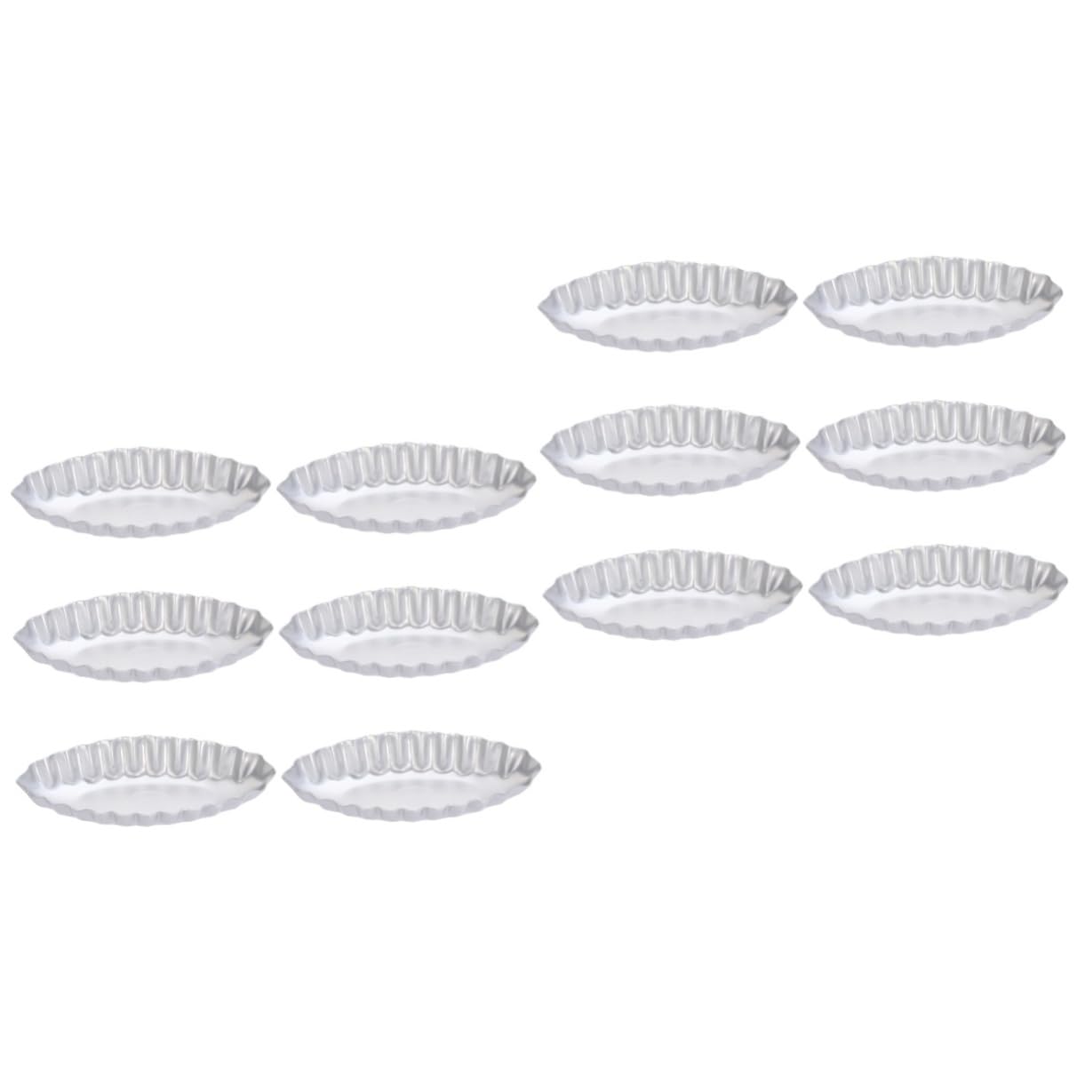 COLLBATH 12pcs Aluminium Alloy Cake Mold Baking Trays for Tarts and Desserts Non-stick Boat Tart Tins for Home Baking and Parties