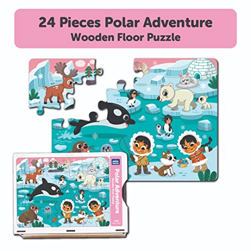 Image of Mini Leaves 24 Piece Polar Adventure Jigsaw Puzzle - Wooden Educational Toys for Kids 3+ Years - Safe & Durable Pre-School Gift