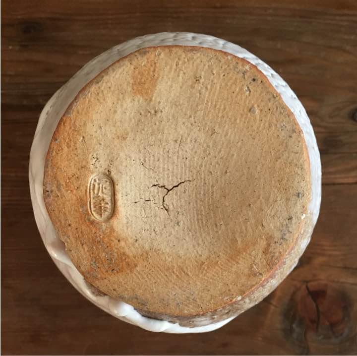 坂田泥華萩白釉擂座花入萩焼茶道具花器花瓶陶芸工芸品