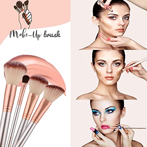 Make up Pinsel TTRWIN 18pcs professionelles Makeup Pinselset Geschenkset (Rosé gold) für das Concealer Liquid Foundation Blusher Eye Makeup mit exquisiter beige Ledertasche