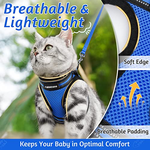 rabbitgoo-Cat-Harness-and-Leash-Set-for-Walking-Escape-Proof-Adjustable-Soft-Kittens-Vest-with-Reflective-Strip-for-Cats-Comfortable-Outdoor-Vest-Blue-S