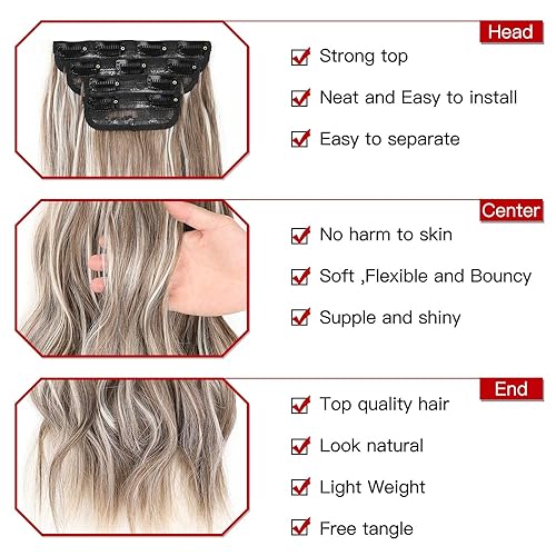 Xtrend 16Inch Wavy Hair Extensions Clip in Synthetic Hair Pieces for Women Girls - Image 3
