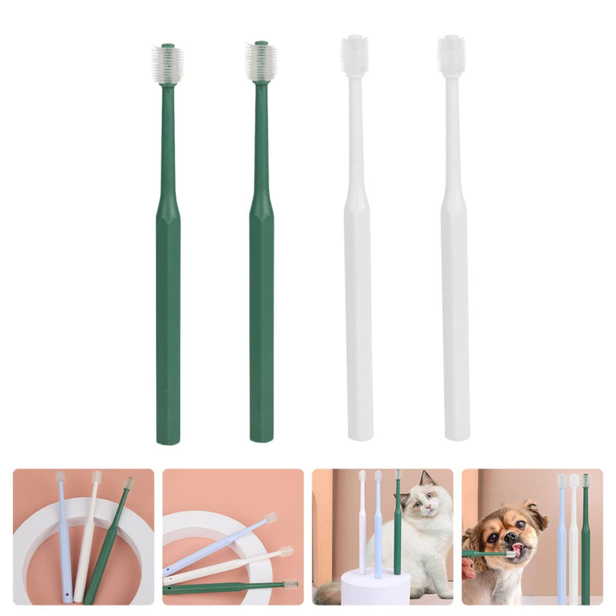 Mipcase 12pezzi Spazzolino Da Denti Per Animali Domestici Spazzolino Leggero Con Manico Ergonomico e Setole Morbide Pulizia Orale Profonda Per Cani e Gatti Gradi Di Comfort e Praticità