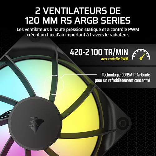 CORSAIR Nautilus 240 RS ARGB Refroidisseur Liquide pour CPU – 240mm AIO – Faible Bruit – Connexion Directe de Carte Mère – Intel LGA 1851/1700, AMD AM5/AM4 – 2X RS120 ARGB Ventilateurs Inclus – Noir