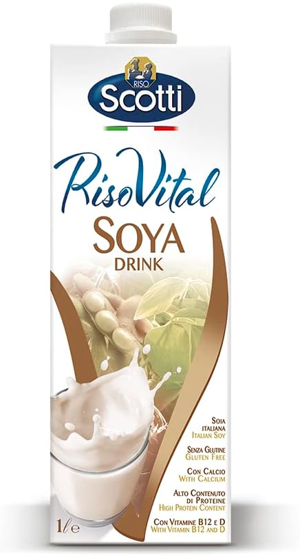 Riso ScottiSoya Drink with Calcium, Protein Content, Vitamin D and B12, Gluten Free, 1L