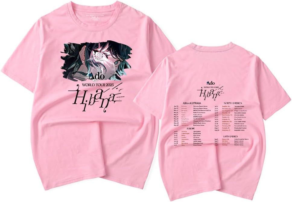 Ado WORLD TOUR 2025 プリントTシャツ32-0609-3 Ado WORLD TOUR 2025 Hibana Tshirts Cotton Short Sleeve