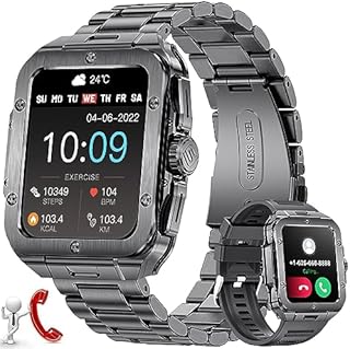 LIGE Smartwatch Herren Bluetooth Anruf Musik Voice Chat für Android und iOS 350 mAh Smartwatch 1,85" Touchscreen Sport Fitness Tracker Schwarz Männer Smartwatch Herzfrequenz Schlaf Gesundheit Monitor