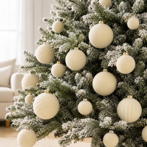 Image of 4In Velvet Ornaments for Christmas Tree, 9pcs Large Christmas Ornaments Set