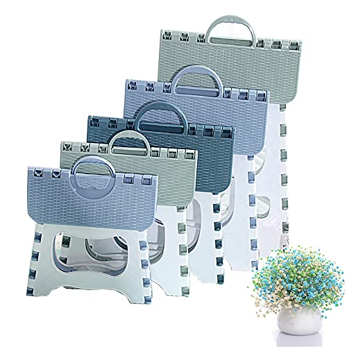Image of Folding Step Stool Compact Plastic Foldable Step Stool Holds Up to 300 lbs,12 inches,Non-Slip(Green)
