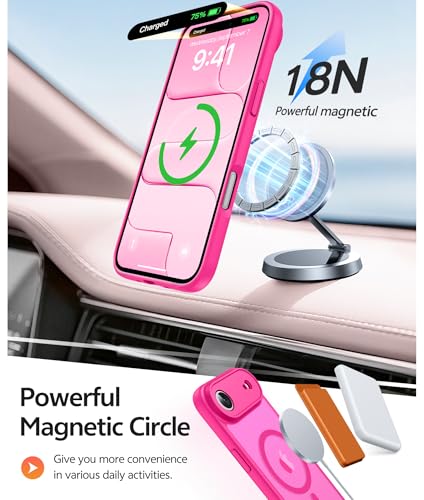Image of FNTCASE for iPhone Air Case: [Compatible with Magsafe] Translucent Matte Cases with [Full Camera Protection] [Screen Protector] Military Grade Shockproof Protective Phone Cover - Hot Pink